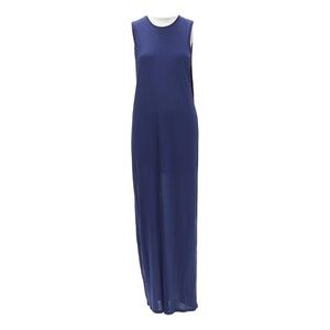 ACNE STUDIOS 2016 Ormanda Tencel Navy Cape Illusion Maxi Lined Tank Dress XS